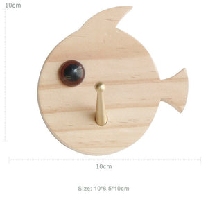 patere bois poisson animaux