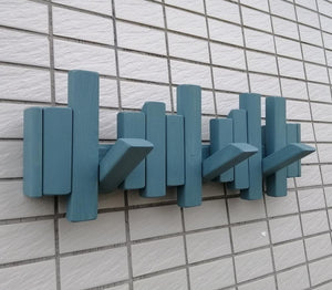 Porte Manteau Mural en Bois <br> Couleur Bleu