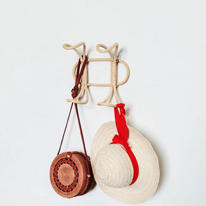 patère rotin 2 crochets fait main