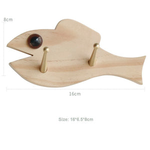 patère poisson bois et metal