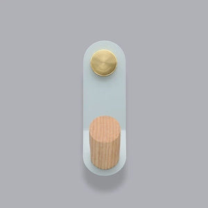 Patère Bois et Métal Art Déco Bleu Ciel