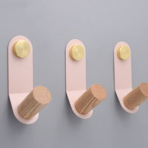 Patére Bois et Métal Art Déco Rose