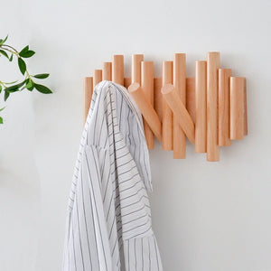 Porte Manteau Bois <br> Crochets Rétractables