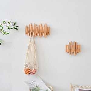 Porte Manteau Bois <br> Crochets Rétractables