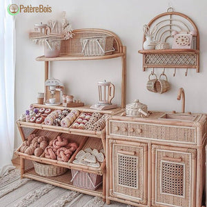 patère rotin murale originale déco