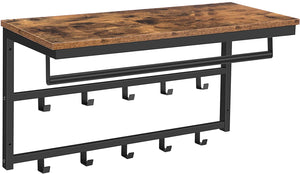 Patère Métal Etagère Robuste Marron