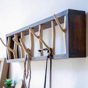 Porte Manteau Mural Bois Flotté Clair