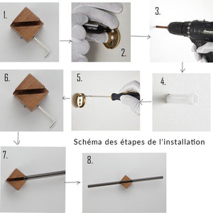 Patère Salle de Bain <br> Bois Massif et Métal Doré