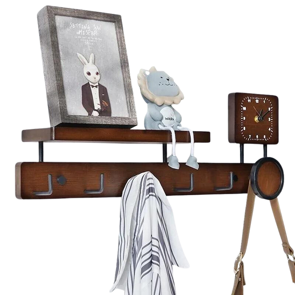 Étagère Patère Porte-manteau En Bois - Déco Country Chocolaterie Les Gourmands