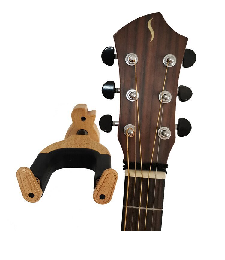 Support de guitare en bois massif Garosa, support de guitare en bois  massif, accessoire d'instrument en éponge EVA avec verrouillage automatique  par gravité, support mural pour guitare 