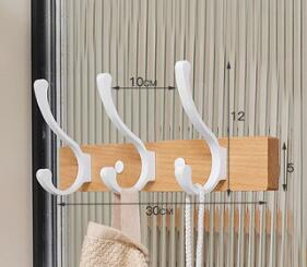 Patère bois métal vintage 3 crochets