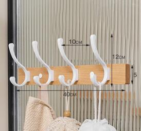 Patère bois métal vintage 4 crochets 