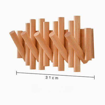 Porte Manteau Bois <br> Crochets Rétractables