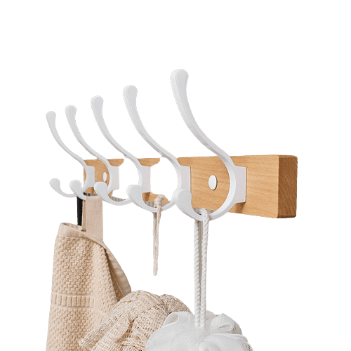 Patère Bois et Métal <br> Vintage Blanc